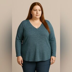 Terra & Sky Blue V-Neck Sweater for Women